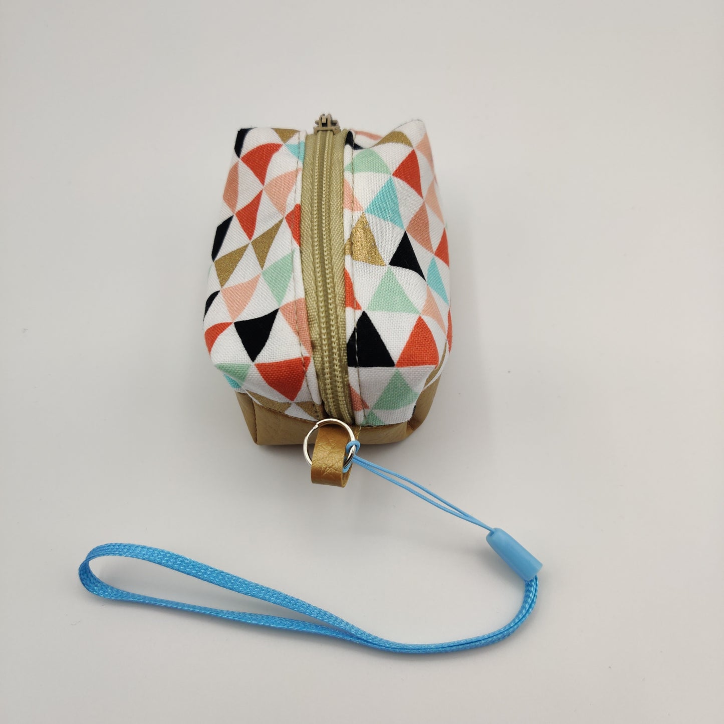 Mini Zippered Boxy Pouch - Metallic Triangles