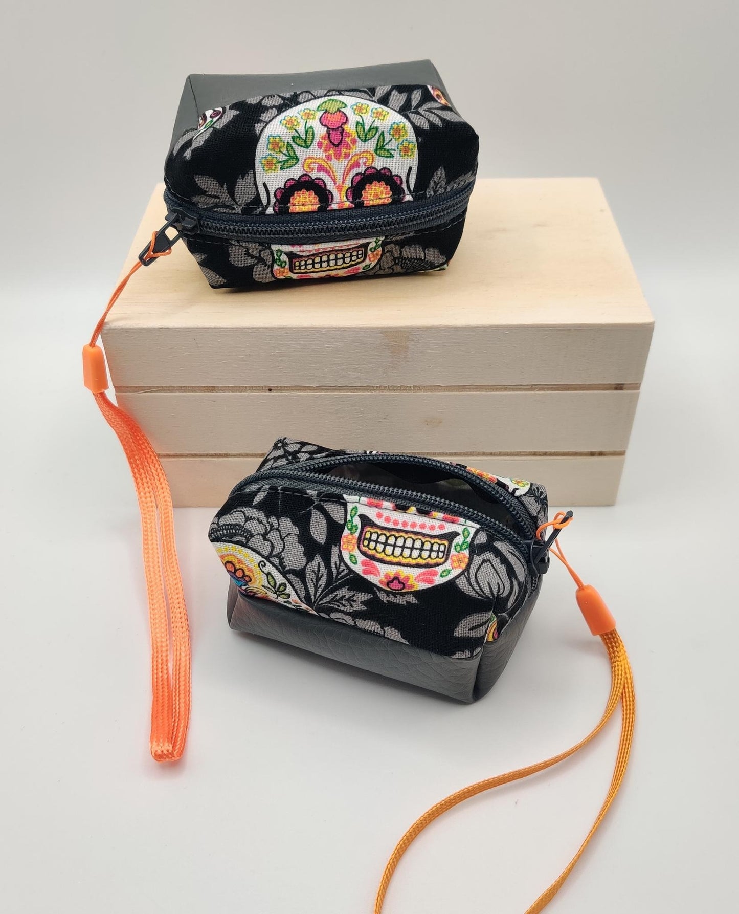 Mini Zippered Boxy Pouch - Sugar Skulls