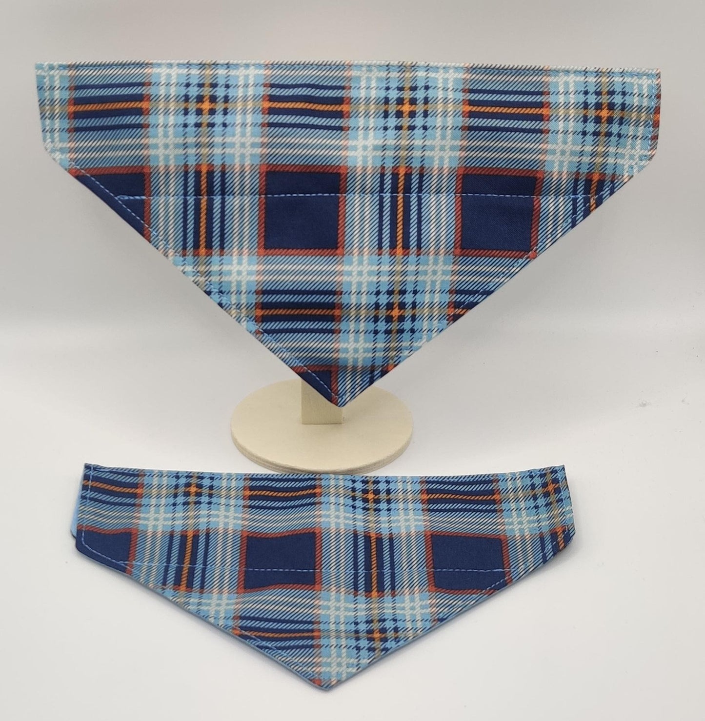 Blue and Orange Plaid Bandana
