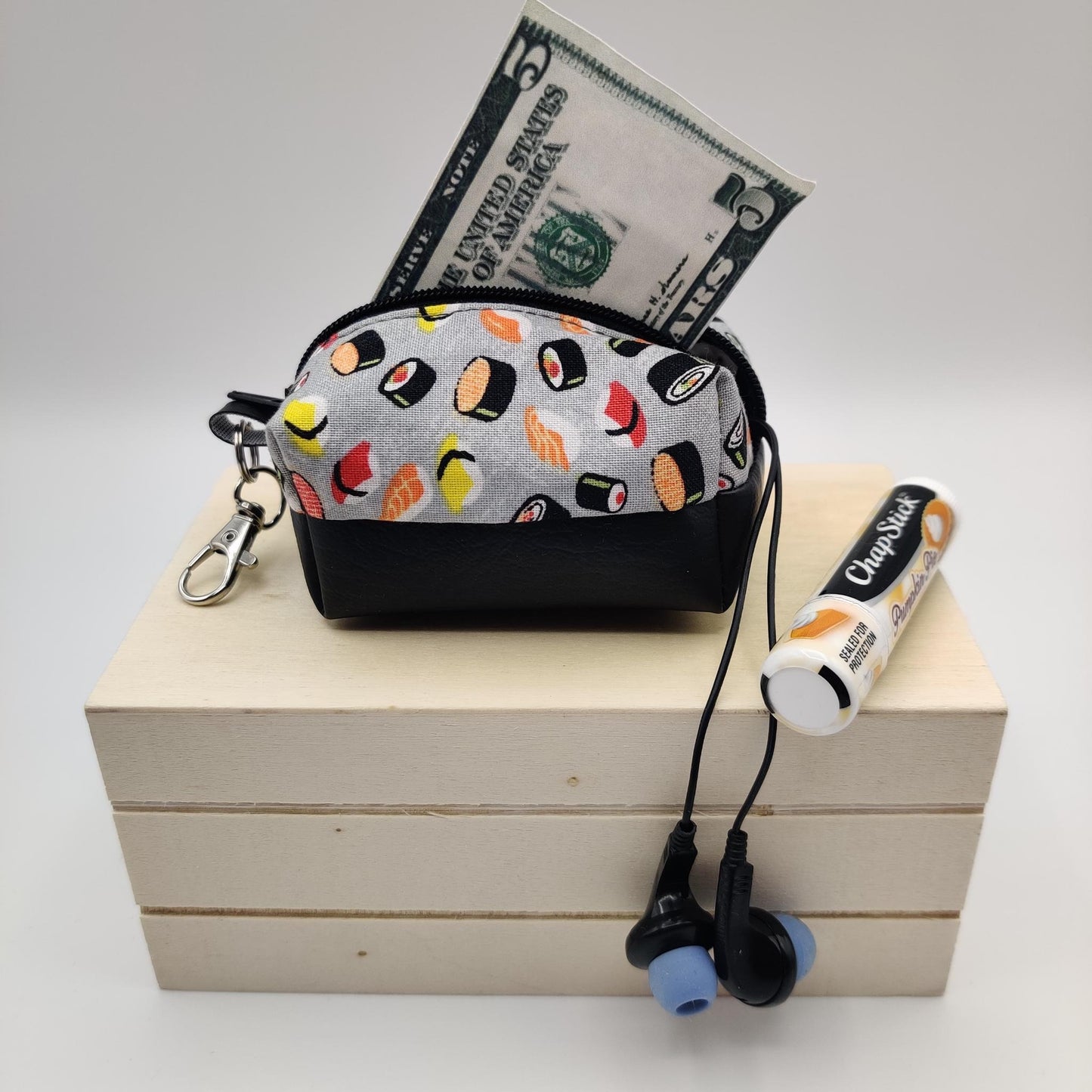Mini Zippered Boxy Pouch - Sushi