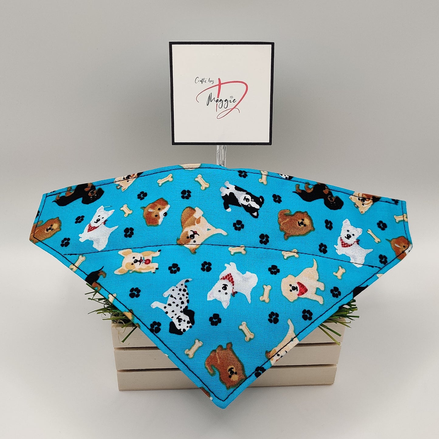 Pet Bandana - Dogs on Blue