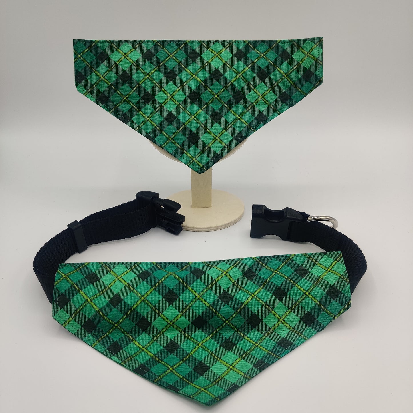 Pet Bandana - Green Plaid with Yellow