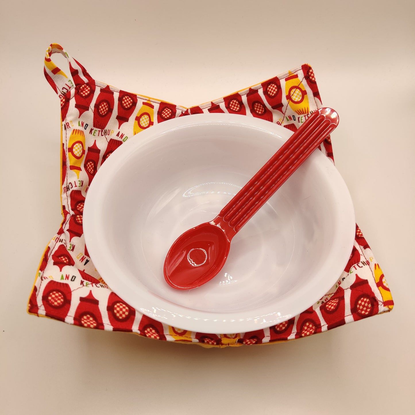 Microwaveable Bowl Cozy  -  Ketchup and Mustard