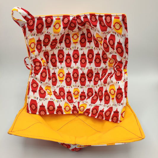 Microwaveable Bowl Cozy  -  Ketchup and Mustard