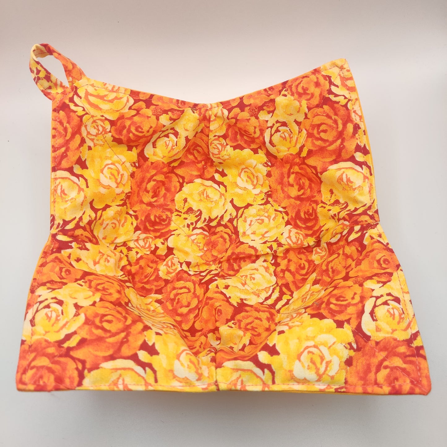 Microwaveable Bowl Cozy  -  Orange Rosie Posie