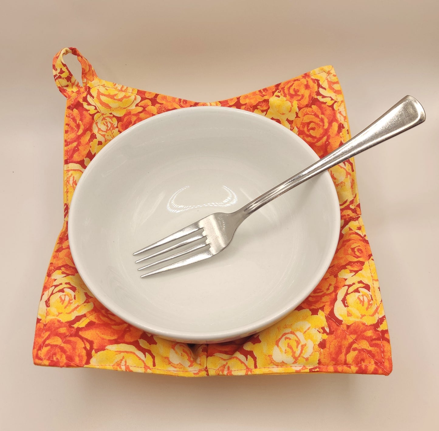 Microwaveable Bowl Cozy  -  Orange Rosie Posie