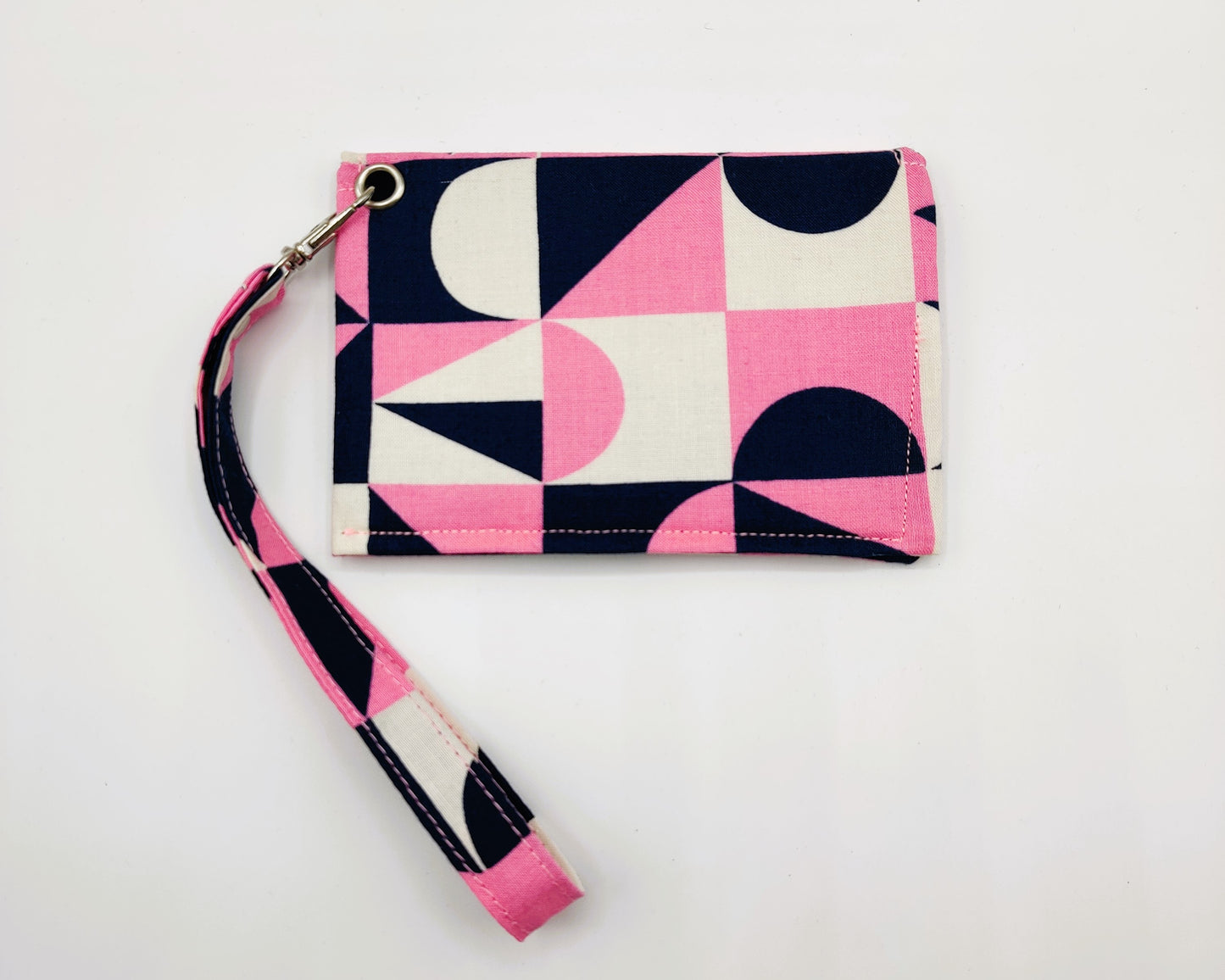 Snap Wallet with Wristlet - Pink and Blue Retro