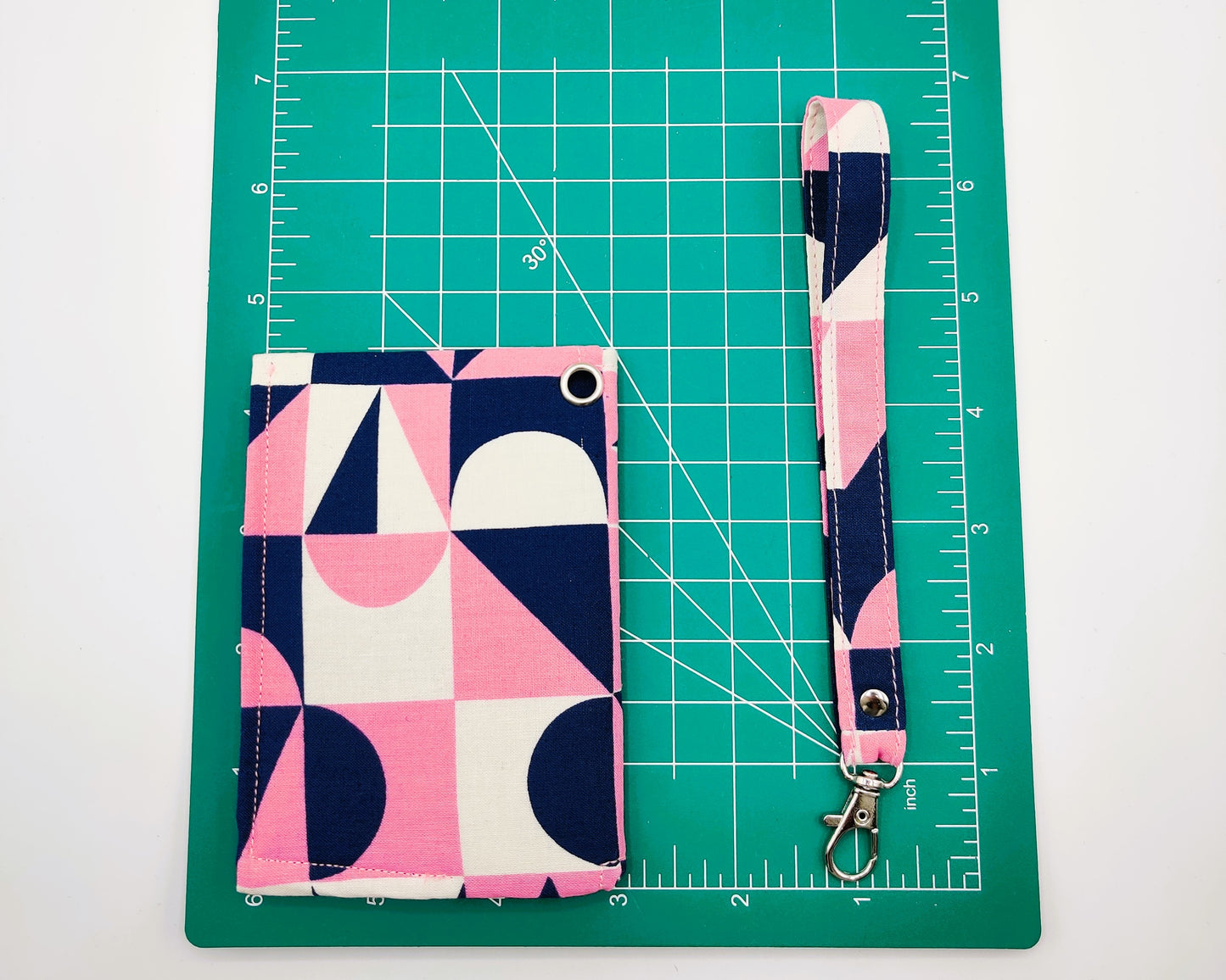 Snap Wallet with Wristlet - Pink and Blue Retro