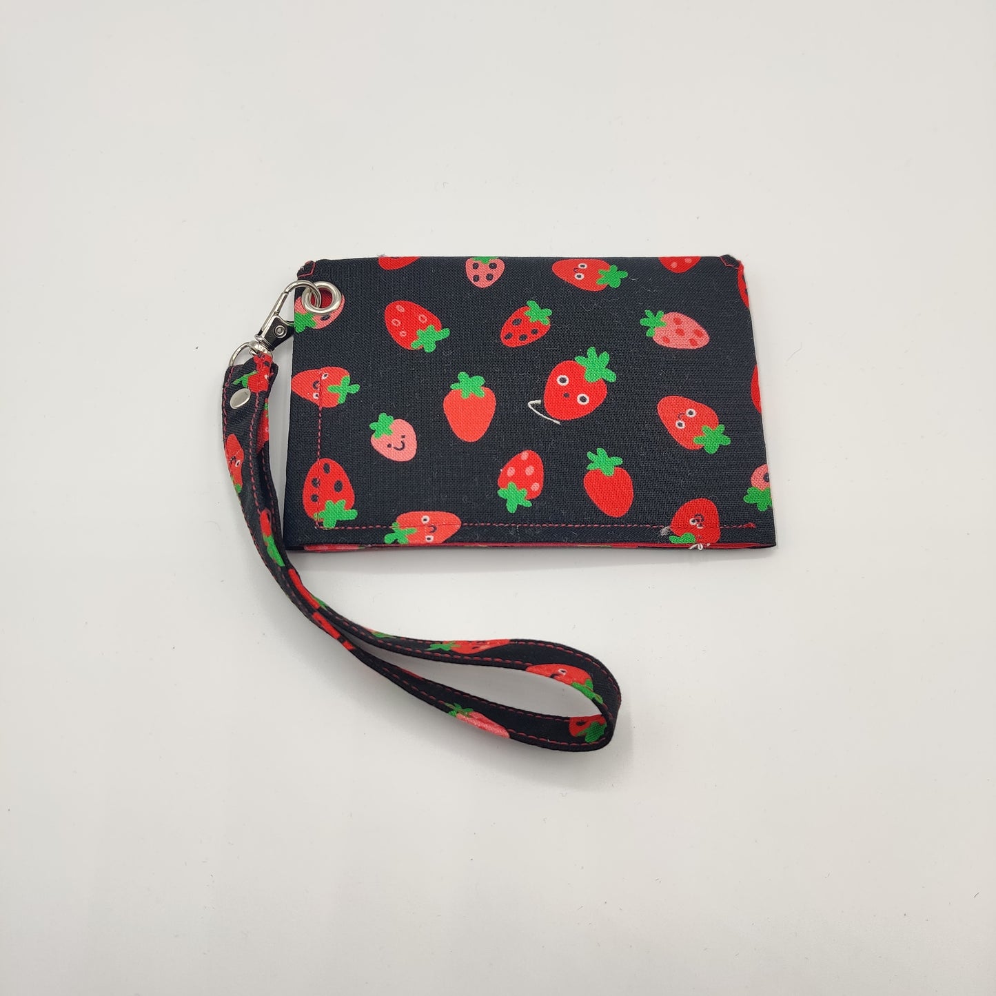 Snap Wallet with Wristlet - Smiling Strawberries