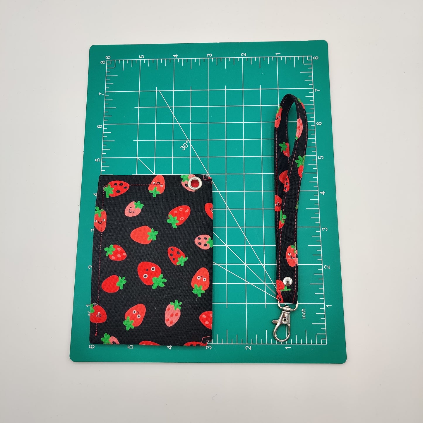 Snap Wallet with Wristlet - Smiling Strawberries