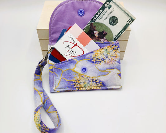 Snap Wallet with Wristlet - Purple and Gold Floral