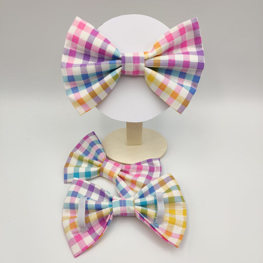 Spring Plaid Pet Collar Bow Tie