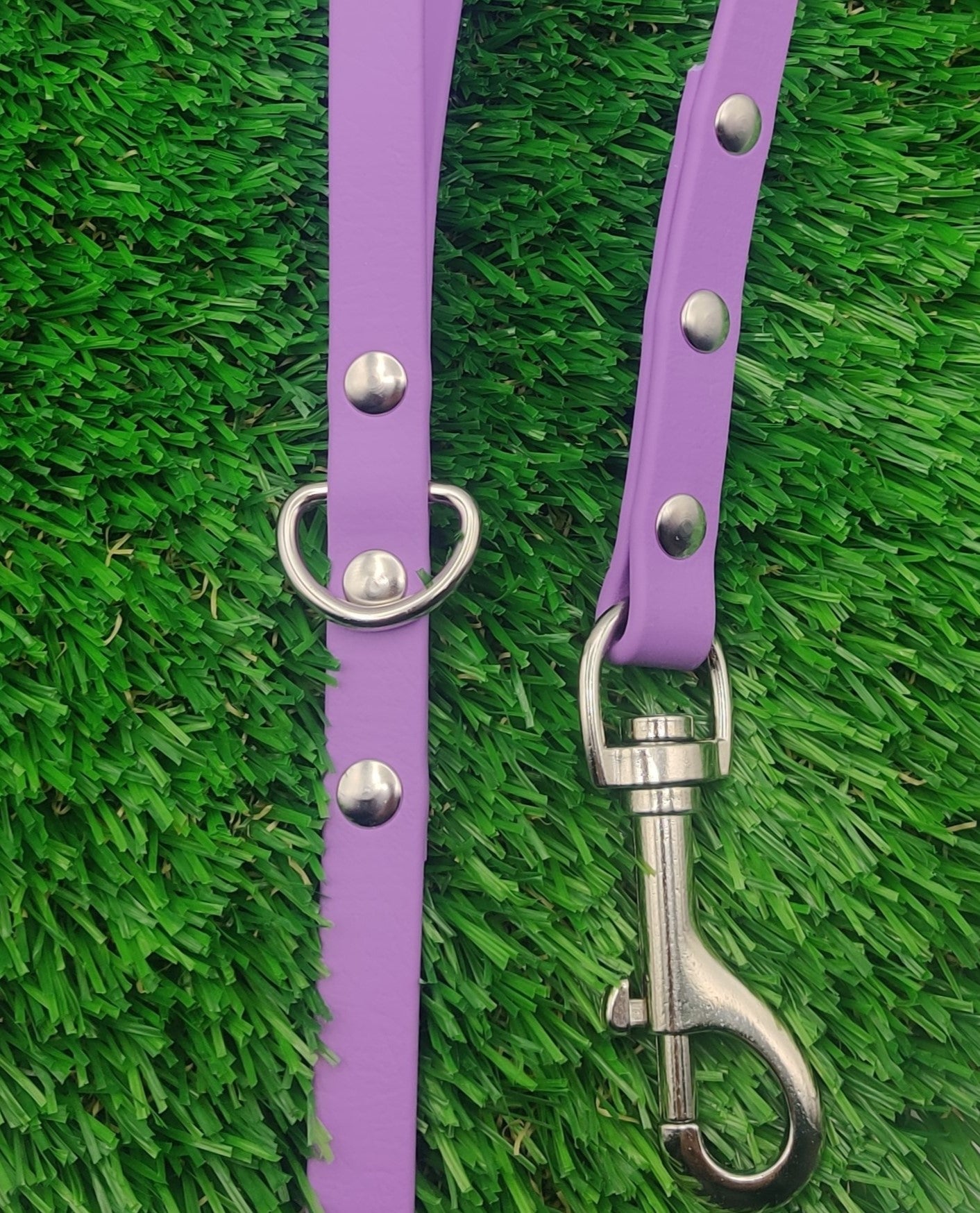 Purple BioThane Dog Leash silver Hardware