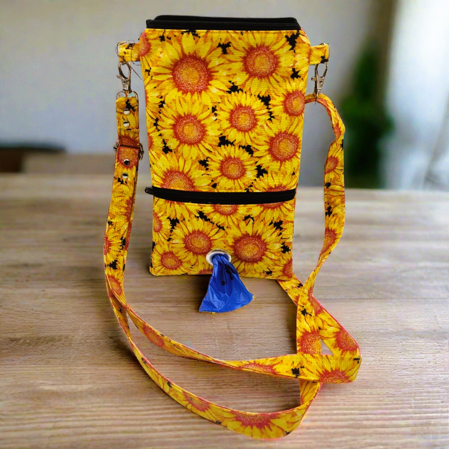 Crossbody Dog Walk Bag - Sunflowers