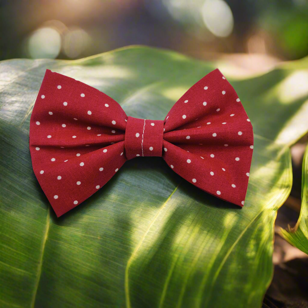 Over the Collar Bow Tie - Red with White Dots