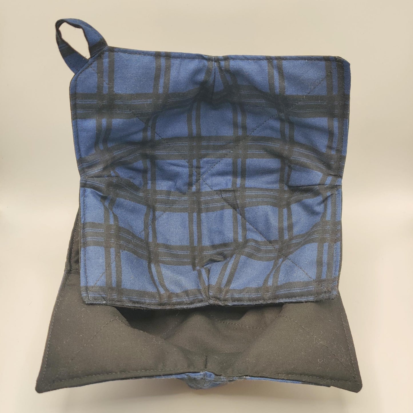 Microwaveable Bowl Cozy  - Blue and Black Plaid