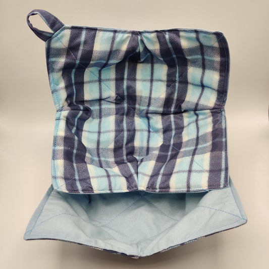 Microwaveable Bowl Cozy  - Blue Plaid