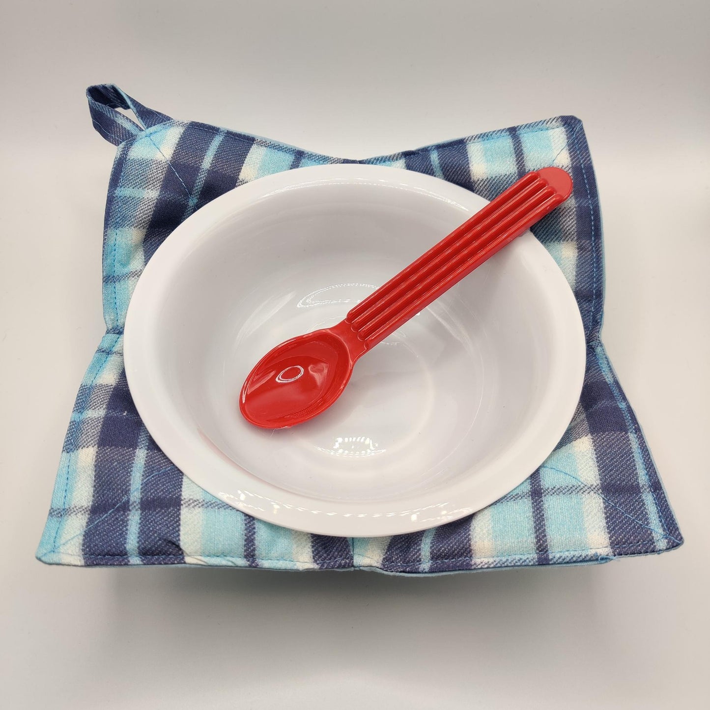 Microwaveable Bowl Cozy  - Blue Plaid