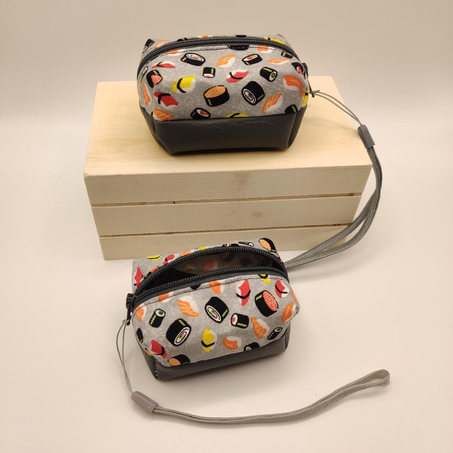 Mini Zippered Boxy Pouch - Sushi