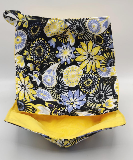 Microwaveable Bowl Cozy  -  Blue and Yellow Floral