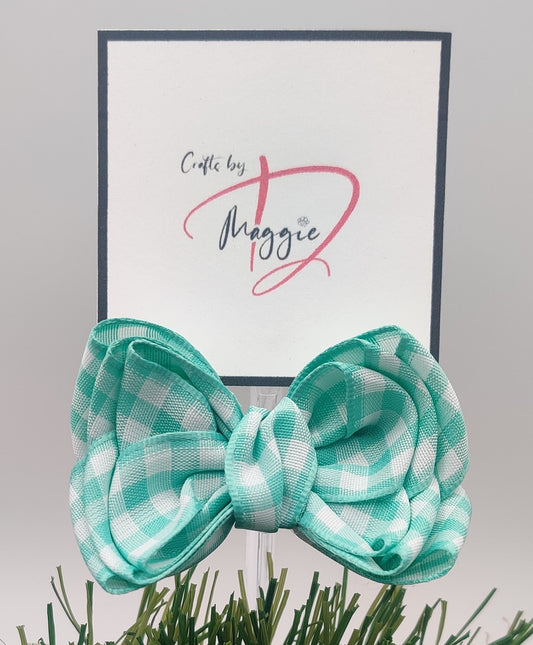 Turquoise Gingham Bow