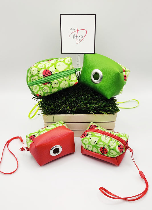 Lady Bug Dog Waste Bag Dispenser Red Zipper