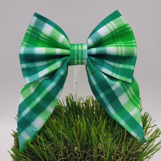 Green Plaid Sailor Bow Collar Accessory