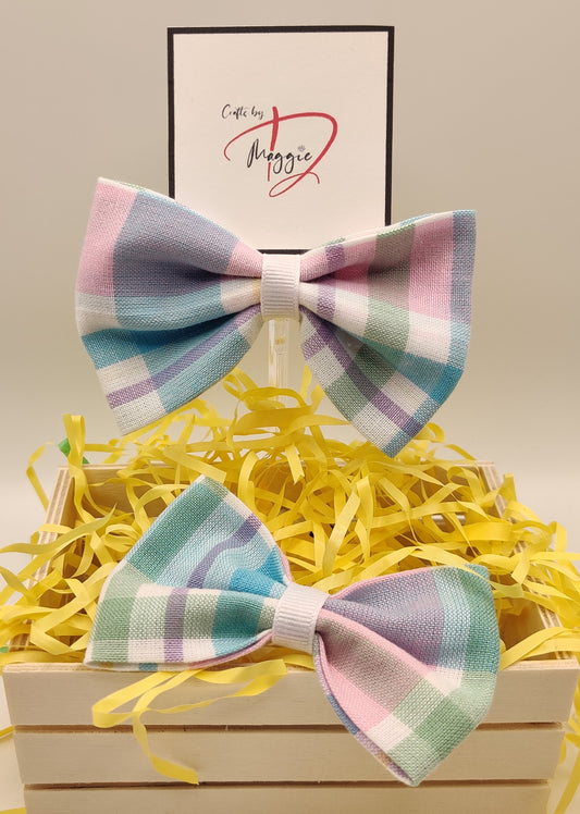 Pastel Plaid Collar Bow